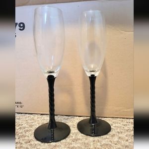 Libbey Champagne Glasses with Black Stems